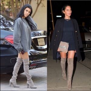 Stuart Weitzman Highland Suede Over The Knee‎ Heeled Boot in Grey Size 9.5